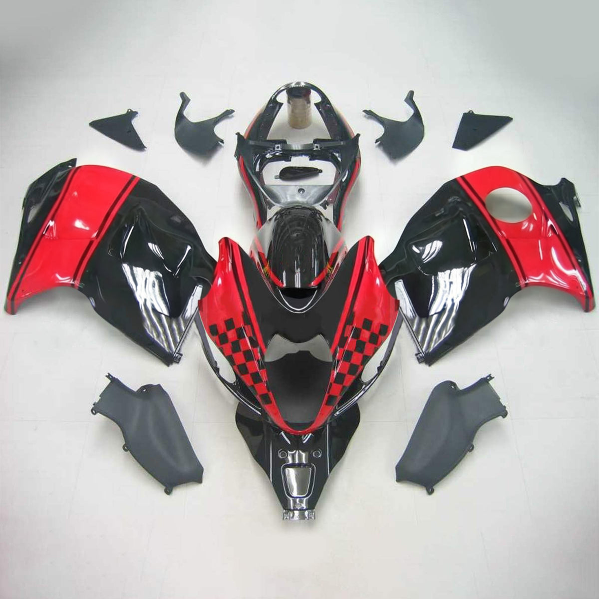 Amotopart 1999-2007 Suzuki Hayabusa GSX1300R Sort Rød Grå Fairing Kit