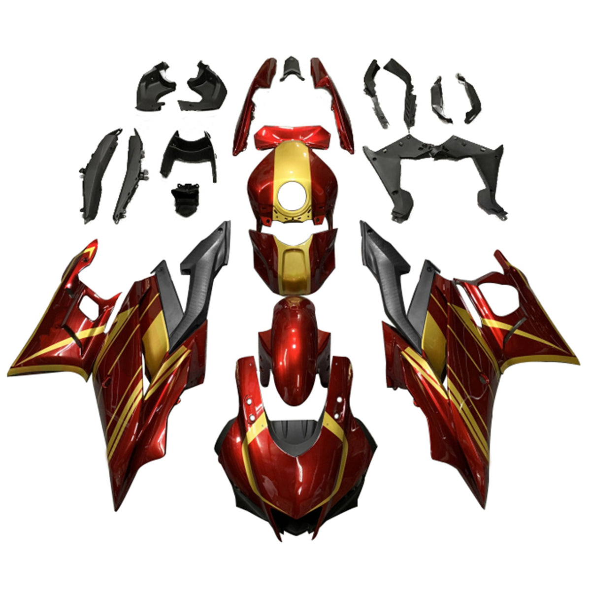 Amotopart 2022-2024 Yamaha YZF-R3 R25 Red Gold Black Fairing Kit