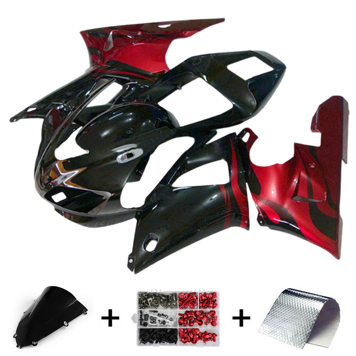 Amotopart 1998-1999 Yamaha YZF-R1 Red Black White Fairing Kit