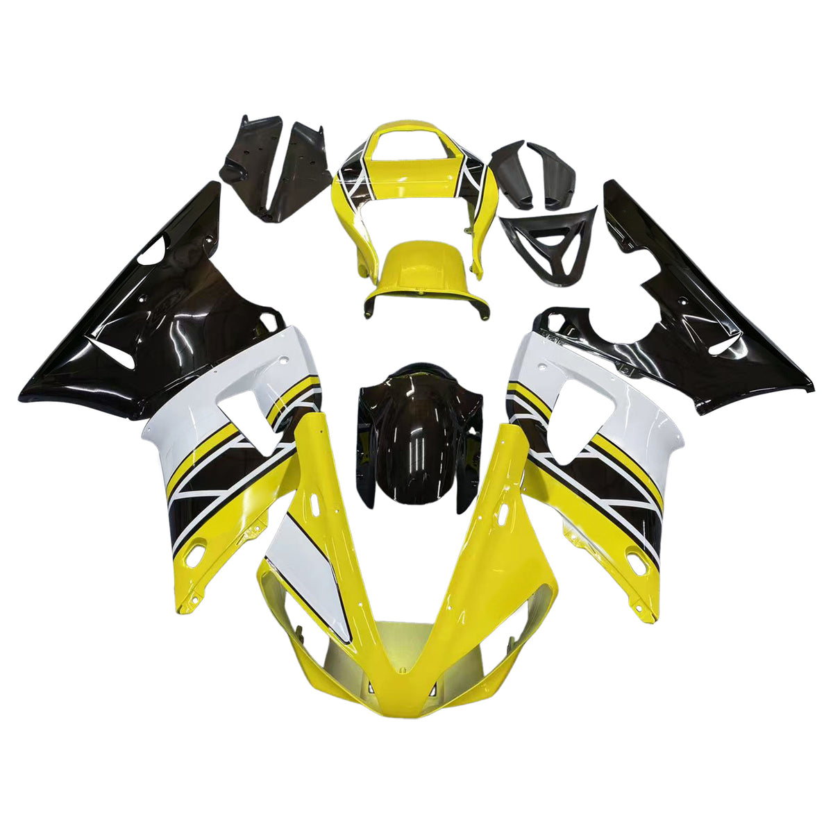 Amotopart 2000-2001 Yamaha YZF-R1 Black Yellow Fairing Kit