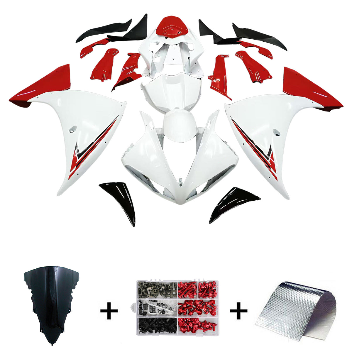 Amotopart 2009-2011 Yamaha YZF-R1 Kit de carenado negro rojo gris