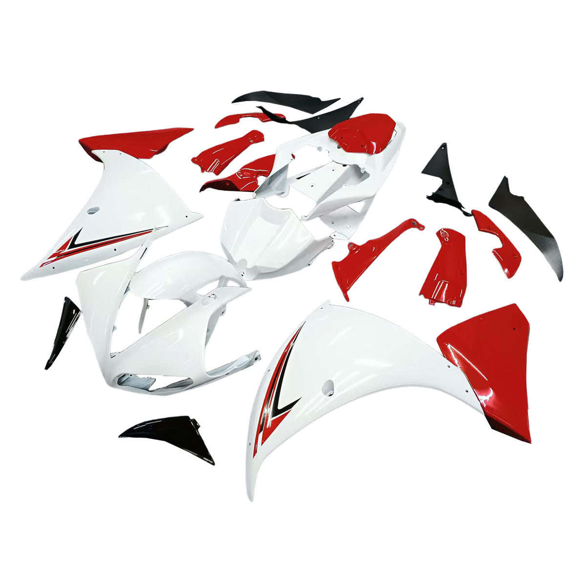 Amotopart 2009–2011 Yamaha YZF-R1 Schwarz Rot Grau Verkleidungsset