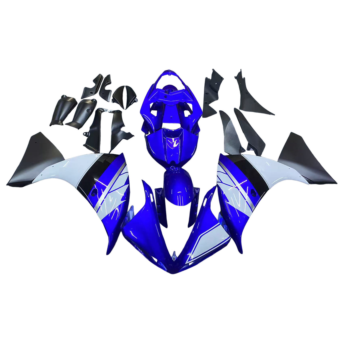 Amotopart 2012-2014 Yamaha YZF-R1 Black Blue White Fairing Kit