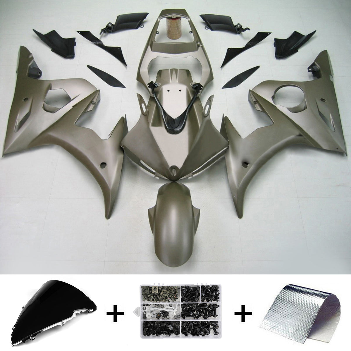 Amotopart 2003-2004 2006-2009 Yamaha YZF-R6 R6S gråsvart kåpa