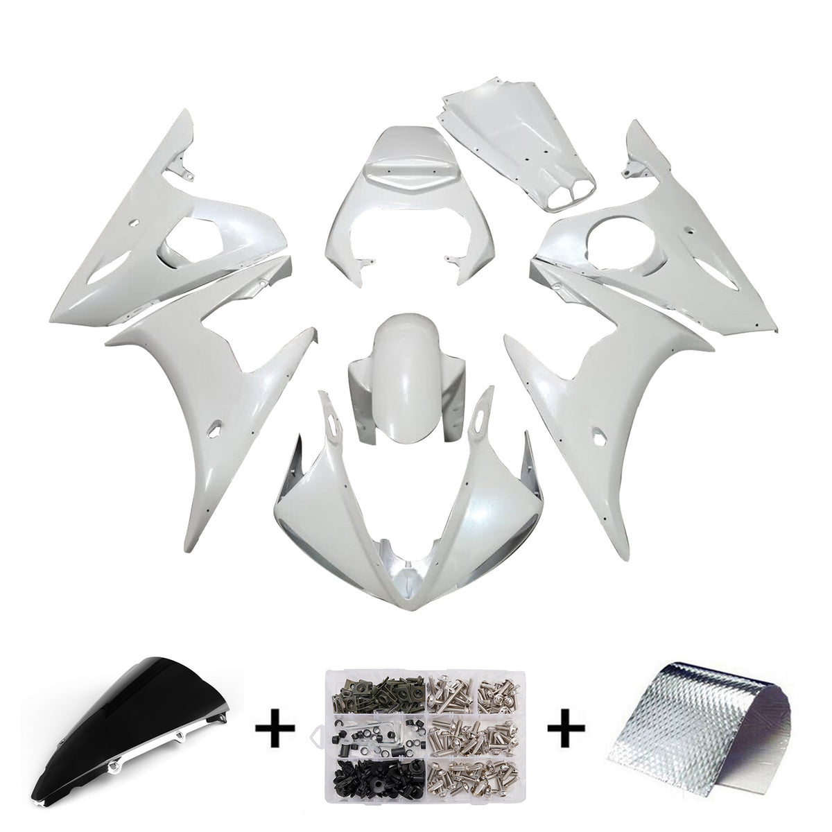 Amotopart 2005 ヤマハ YZF-R6 グレー ホワイト フェアリング キット