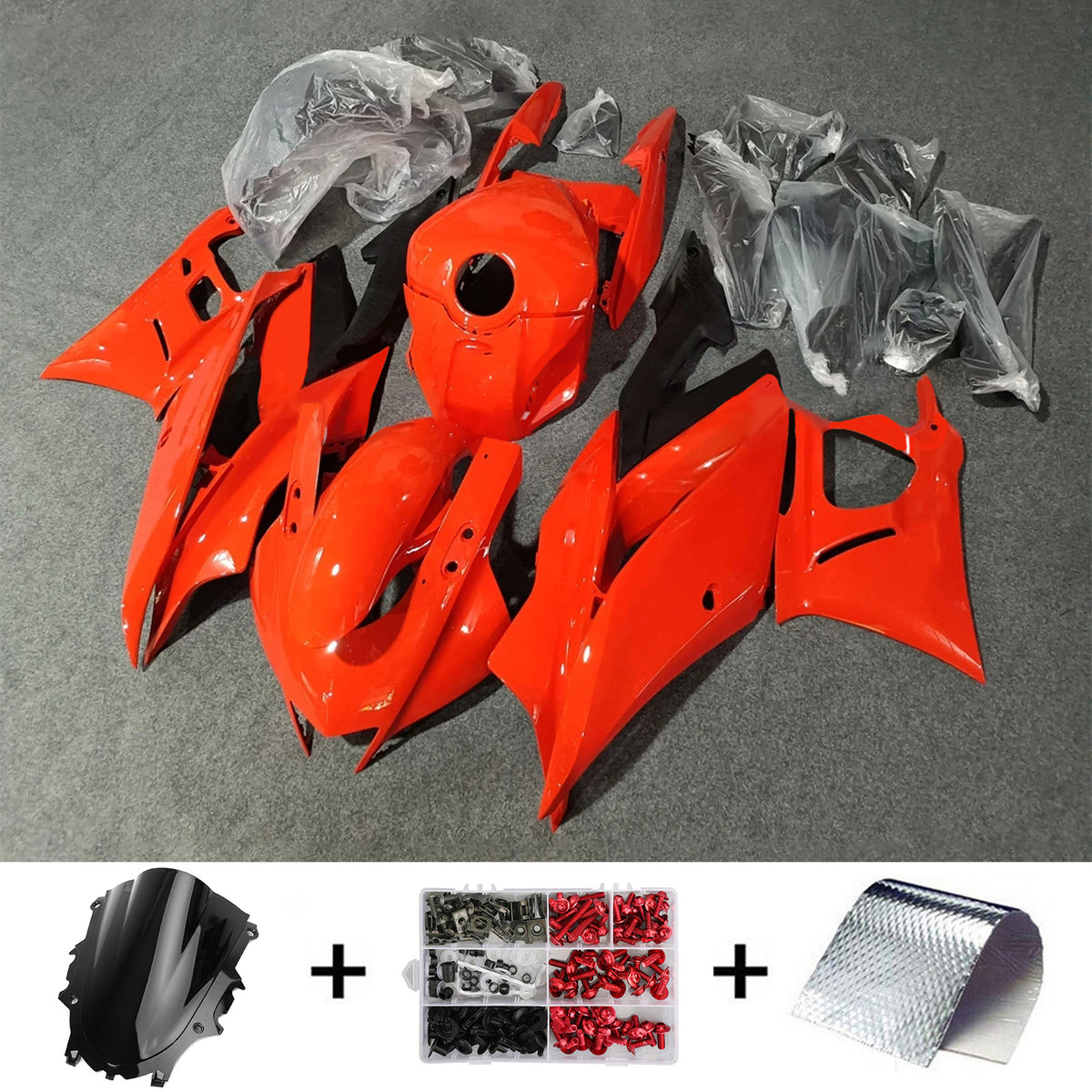 Amotopart 2019–2021 Yamaha YZF-R3 R25 Rot Grau Schwarz Verkleidungsset