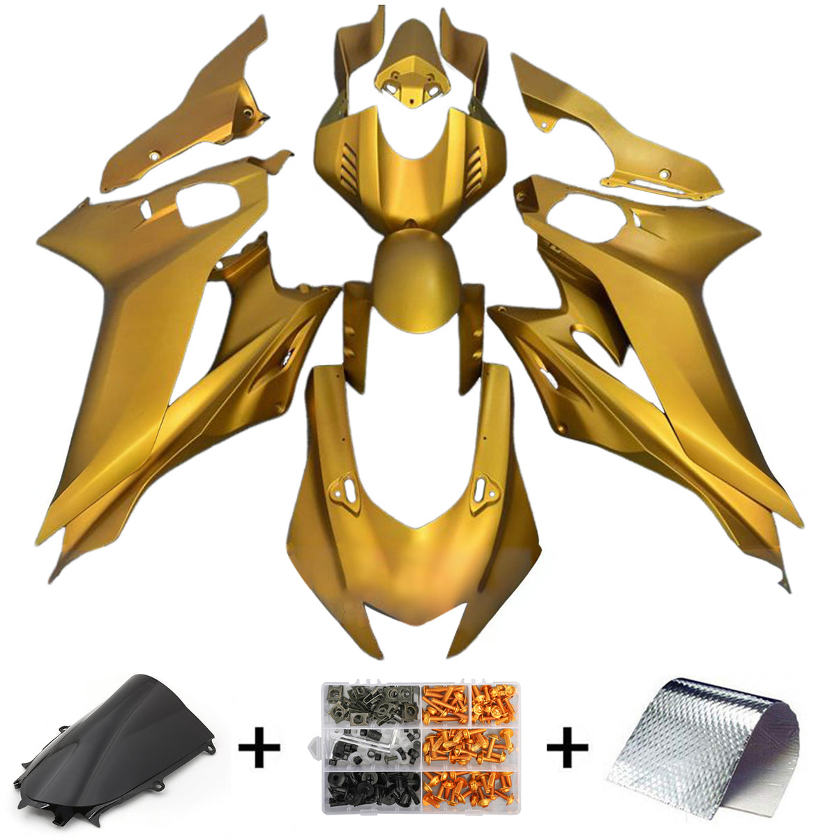 Amotopart 2017–2023 Yamaha YZF-R6 Gelbgold-weißes Verkleidungsset