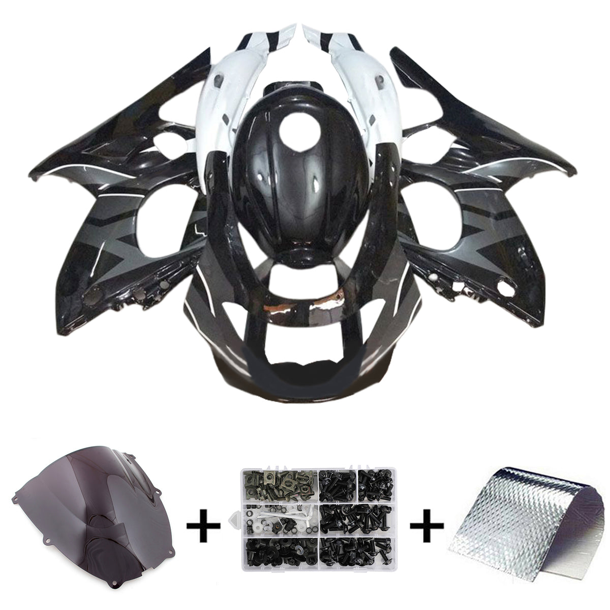 Amotopart 1996-2007 Yamaha YZF 600R Thundercat Black Gray White Fairing Kit