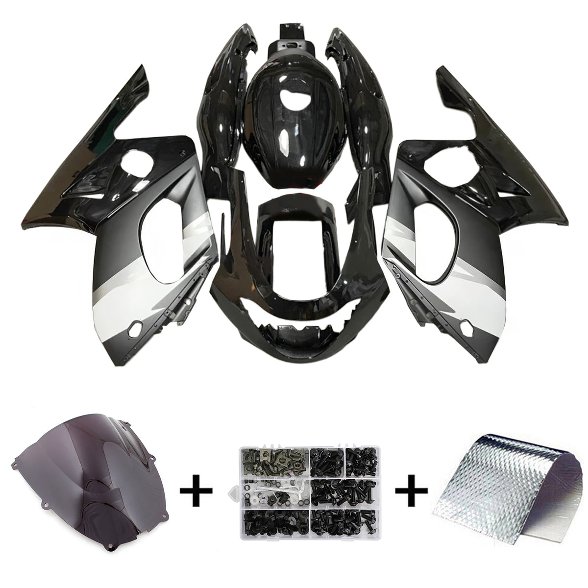 Amotopart 1996-2007 Yamaha YZF 600R Thundercat White Black Gray Fairing Kit