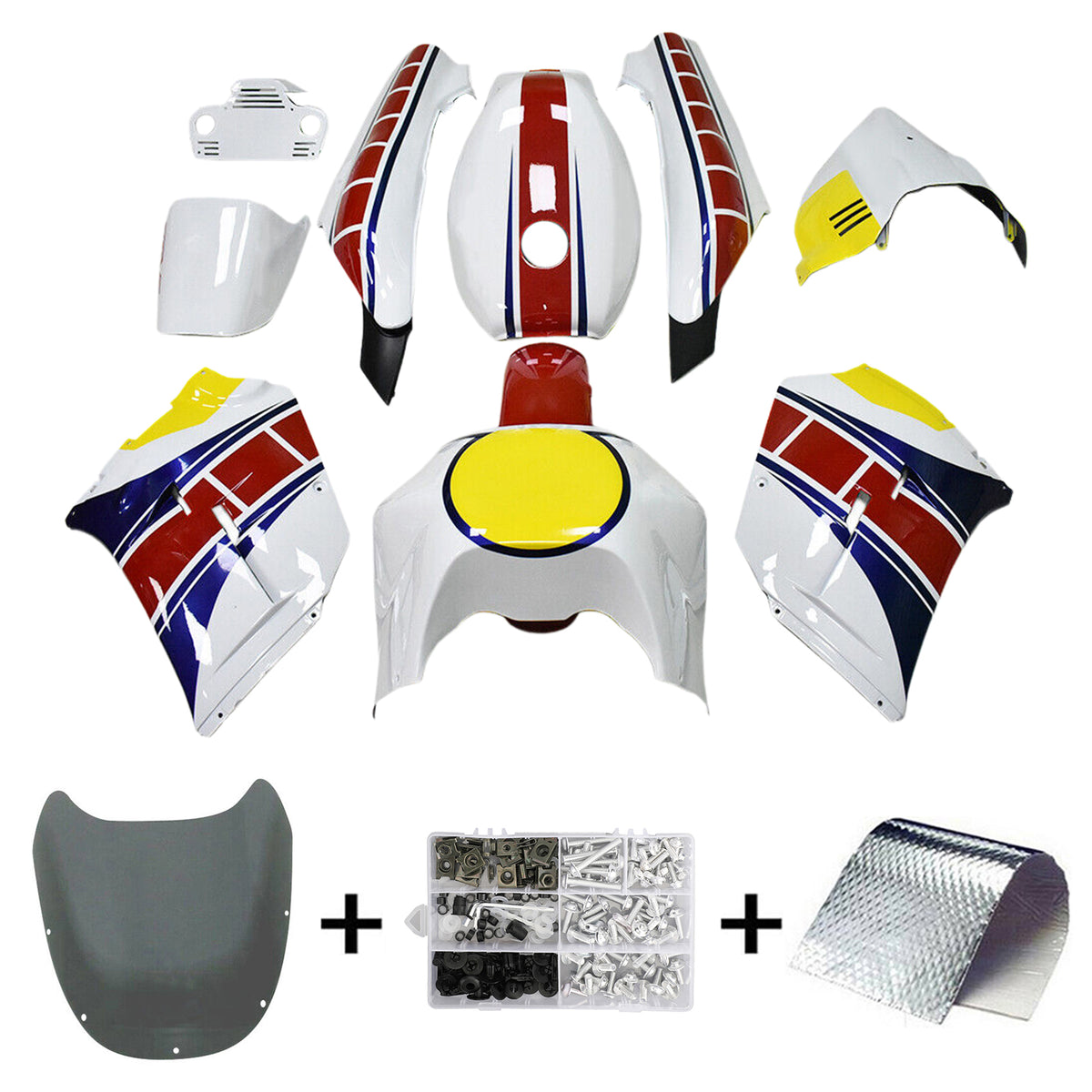 Amotopart 1985-1987 Yamaha RZV500 RD500 Red Yellow Black Blue Fairing Kit