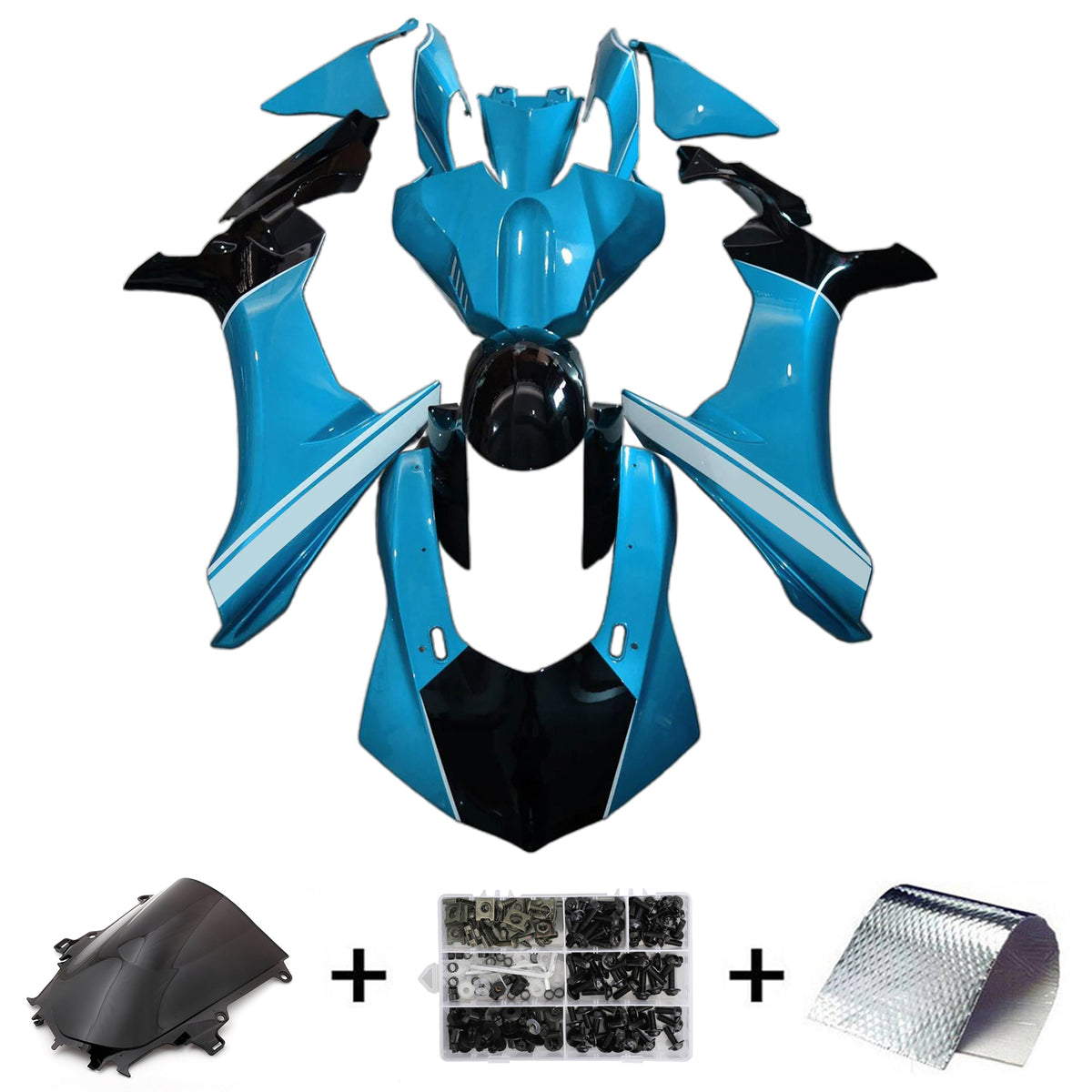 Amotopart 2020-2026 Yamaha YZF-R1 White Black Blue Fairing Kit