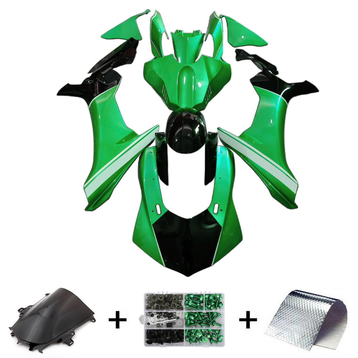 Amotopart 2020-2026 Yamaha YZF-R1 Green White Black Fairing Kit