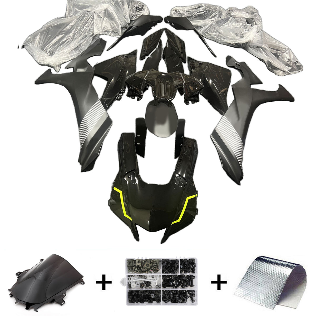 Amotopart 2020-2026 Yamaha YZF-R1 Svart Grå Vit Fairing Kit
