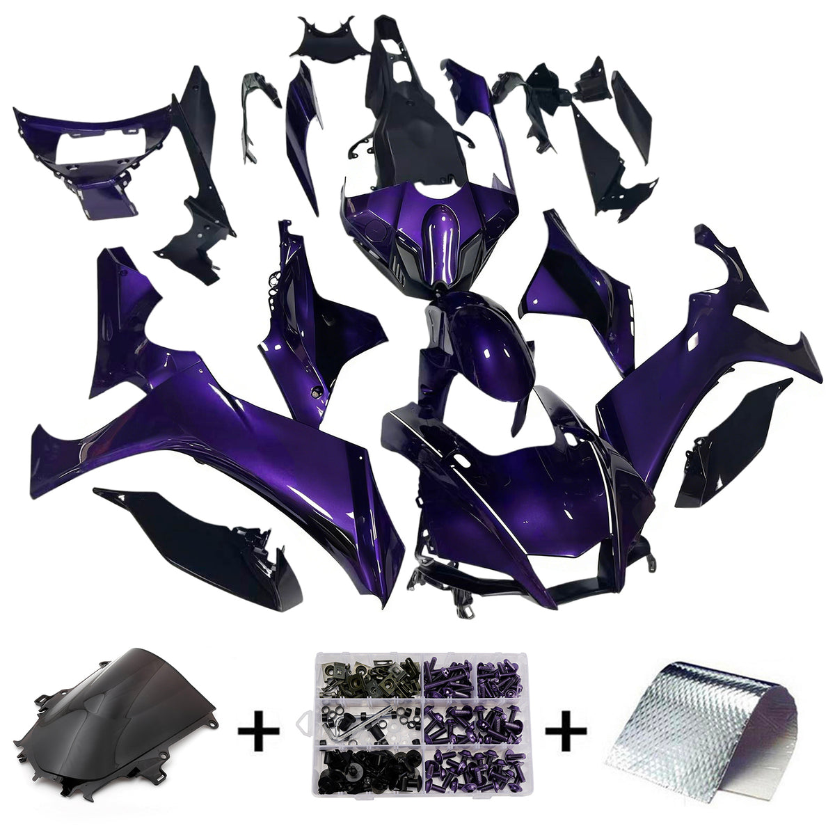 Amotopart 2020–2026 Yamaha YZF-R1 Schwarz Blau Lila Verkleidungsset