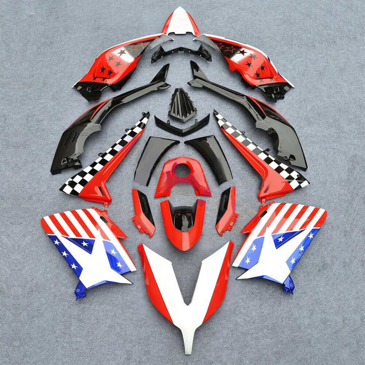 Amotopart 2015–2016 Yamaha TMAX530 Rot Weiß Schwarz Verkleidungsset