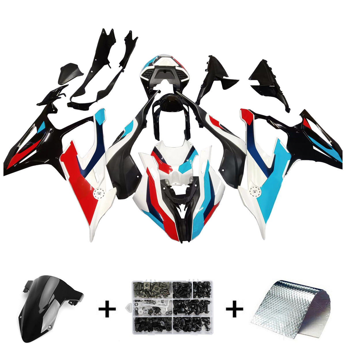 Amotopart 2019-2022 BMW M1000RR S1000RR White Red Black Fairing Kit