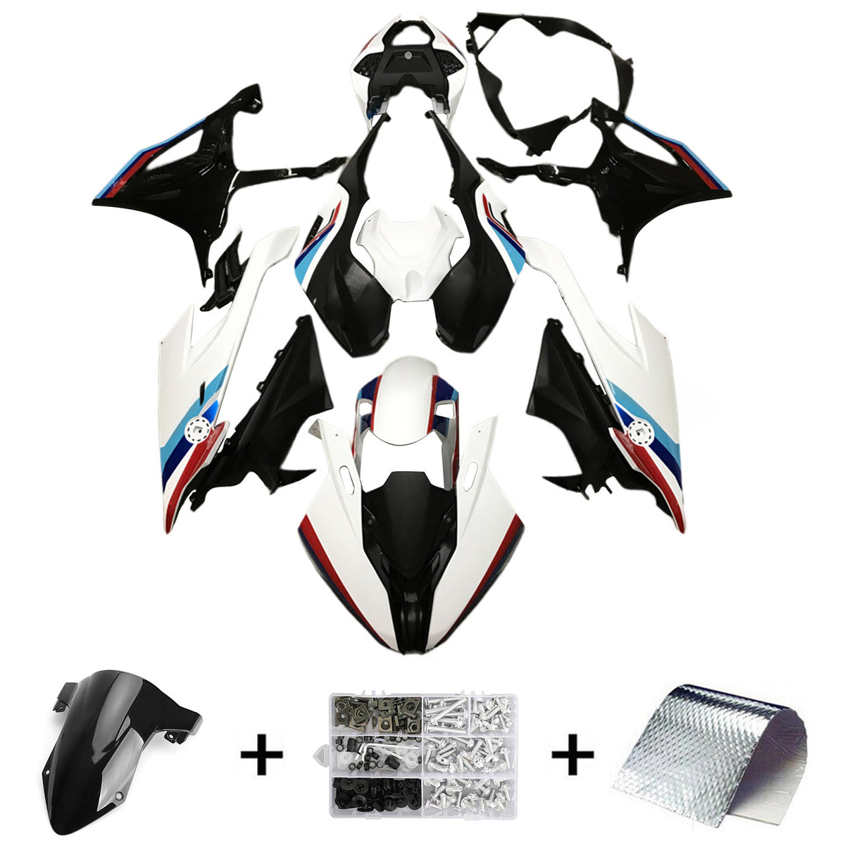 Amotopart 2019-2022 BMW M1000RR S1000RR White Black Fairing Kit