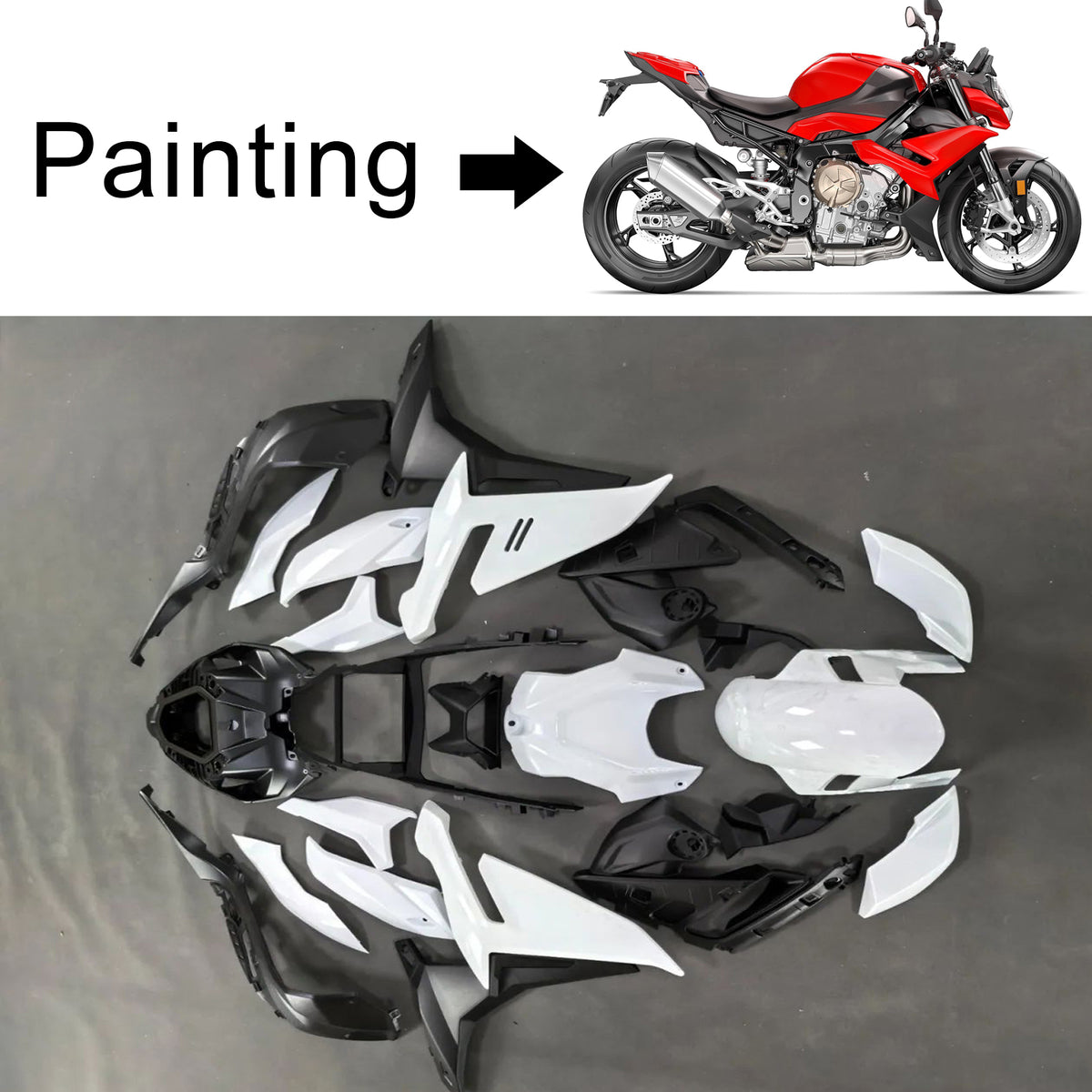 Amotopart 2021–2025 BMW S1000R rotes Verkleidungsset