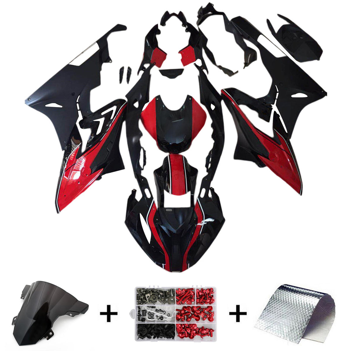 Amotopart 2017-2018 BMW S1000RR Black Red Fairing Kit