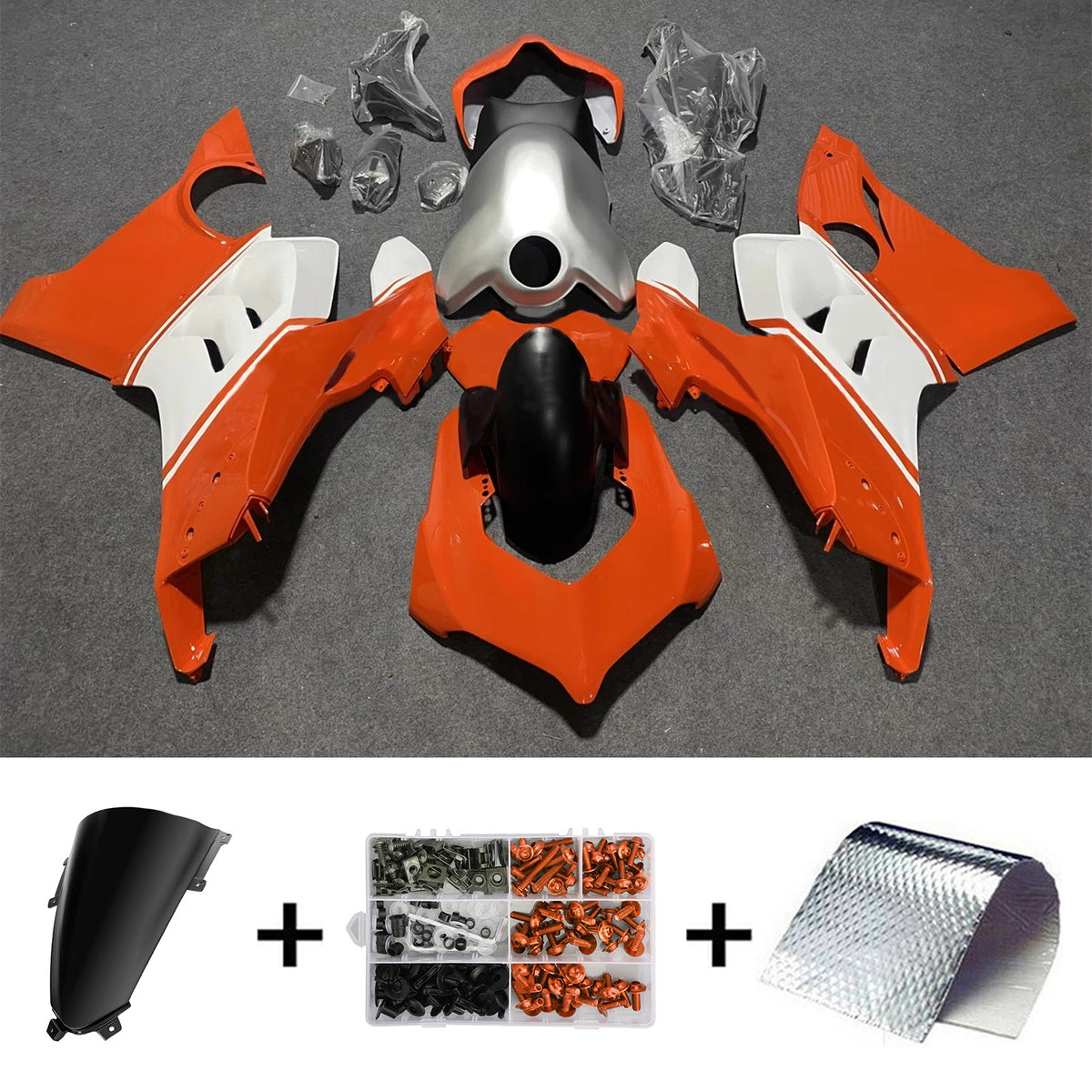 Amotopart 2020-2021 Ducati Panigale V4 V4S Orange White Fairing Kit