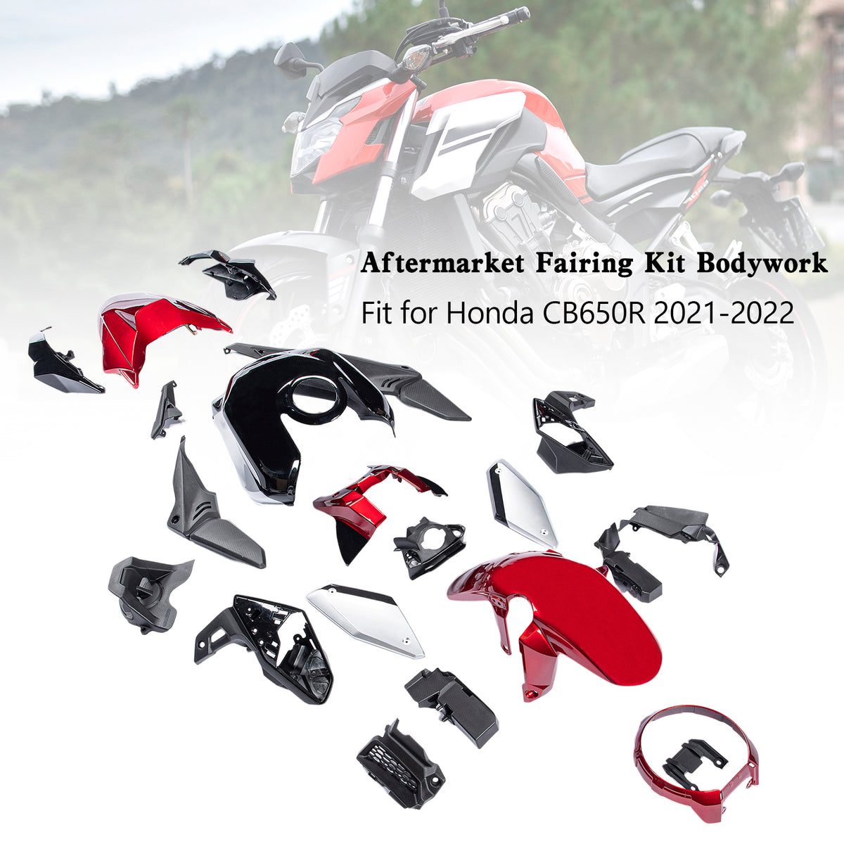 Amotopart 2021-2023 Honda CB650R witzwarte kuipset