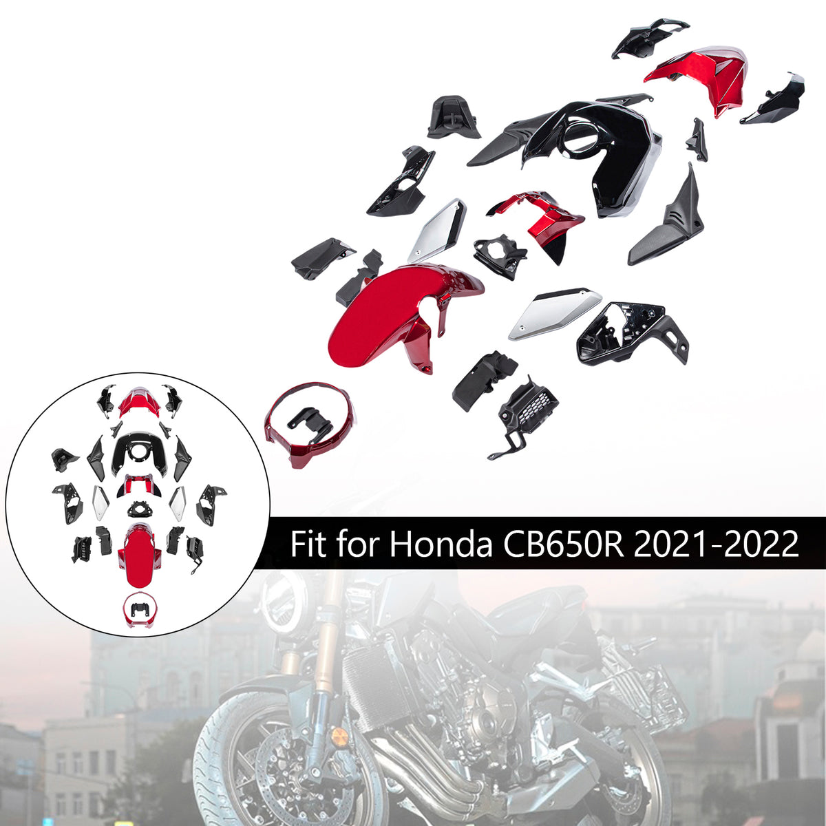 Amotopart 2021-2023 Honda CB650R witzwarte kuipset