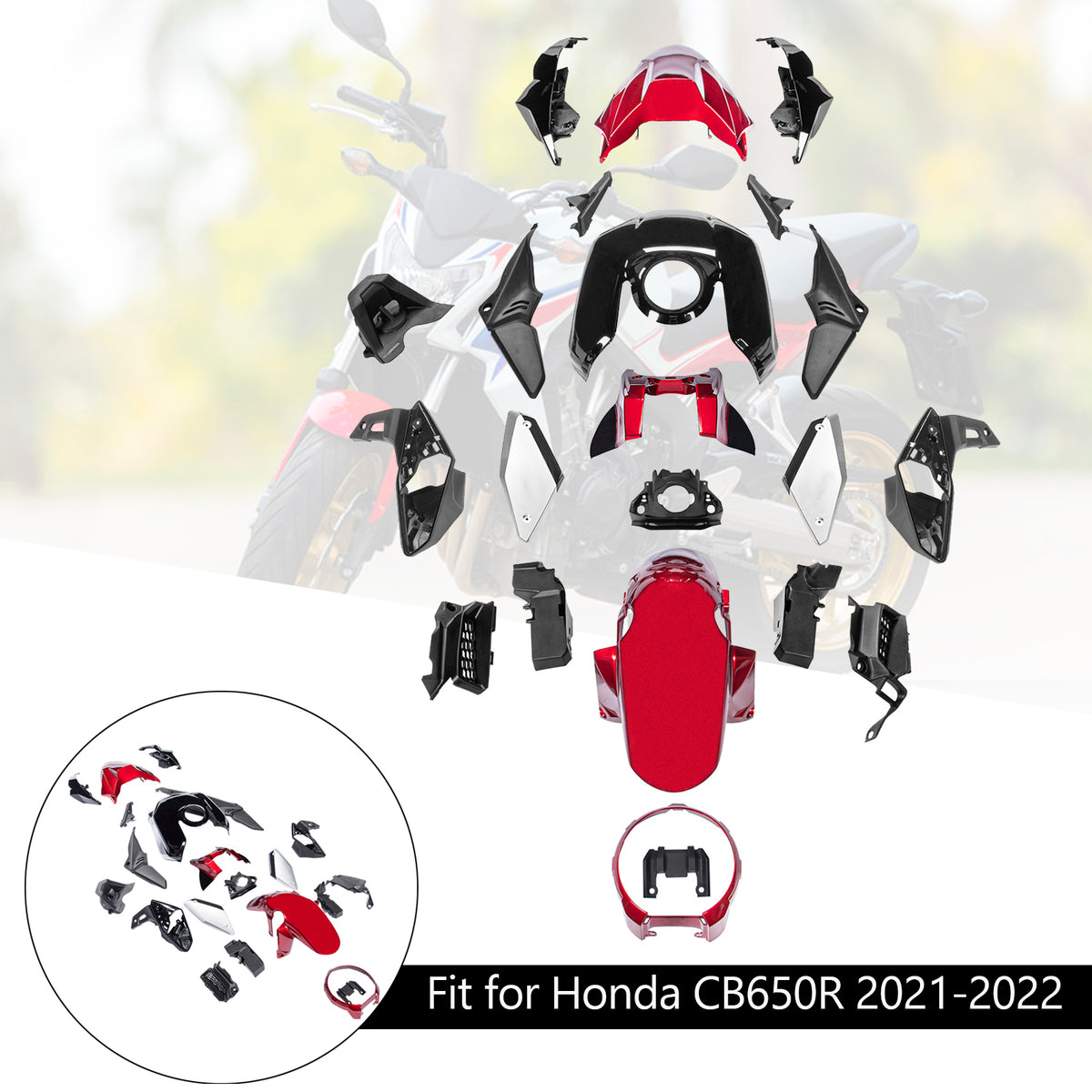 Amotopart 2021-2023 Honda CB650R witzwarte kuipset