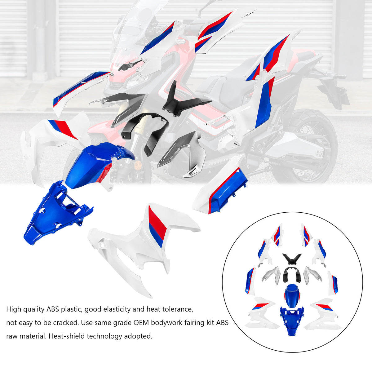 Amotopart 2023-2025 Honda ADV160 White Blue Fairing Kit