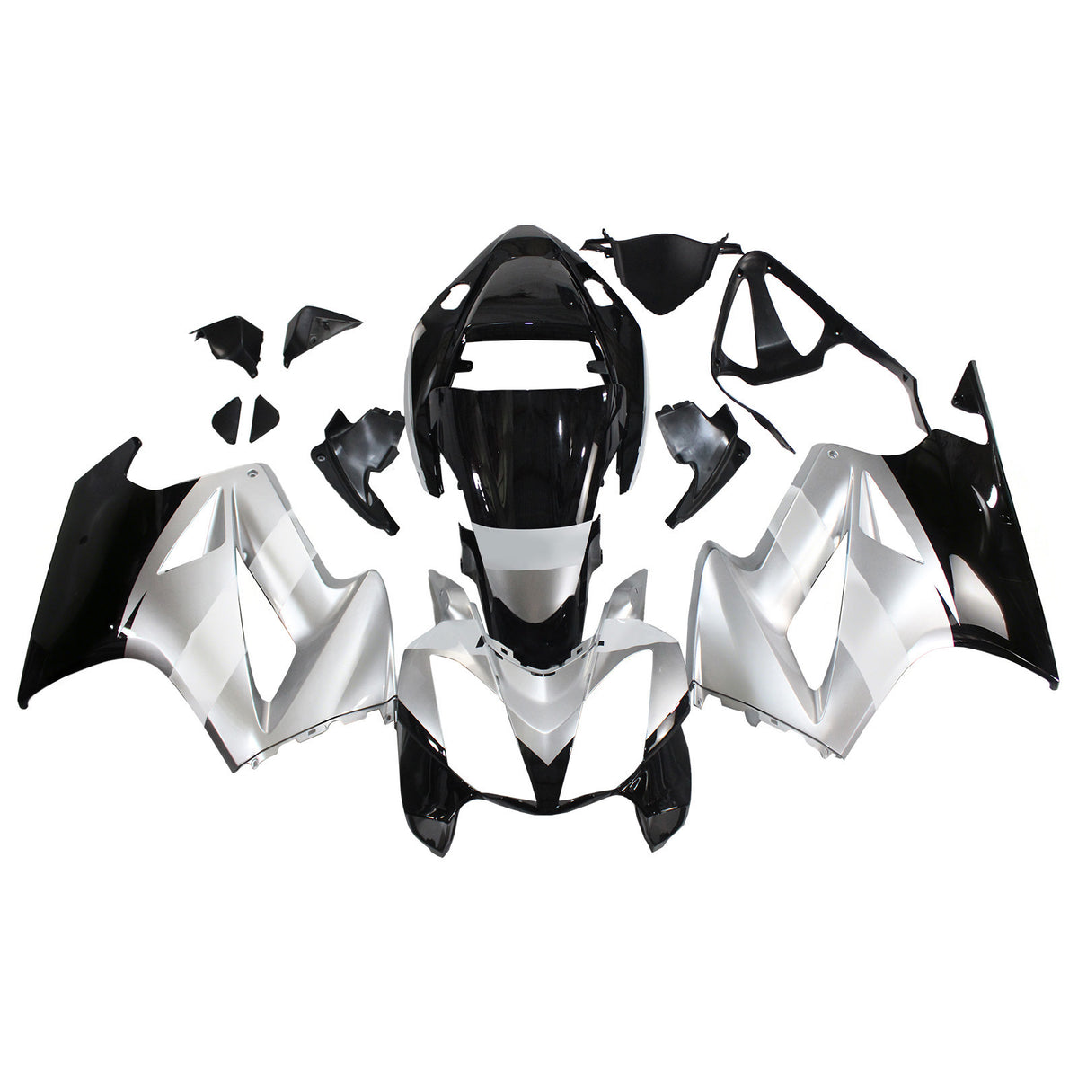 Amotopart 2002–2012 Honda VFR800 Weiß Silber Schwarz Verkleidungsset