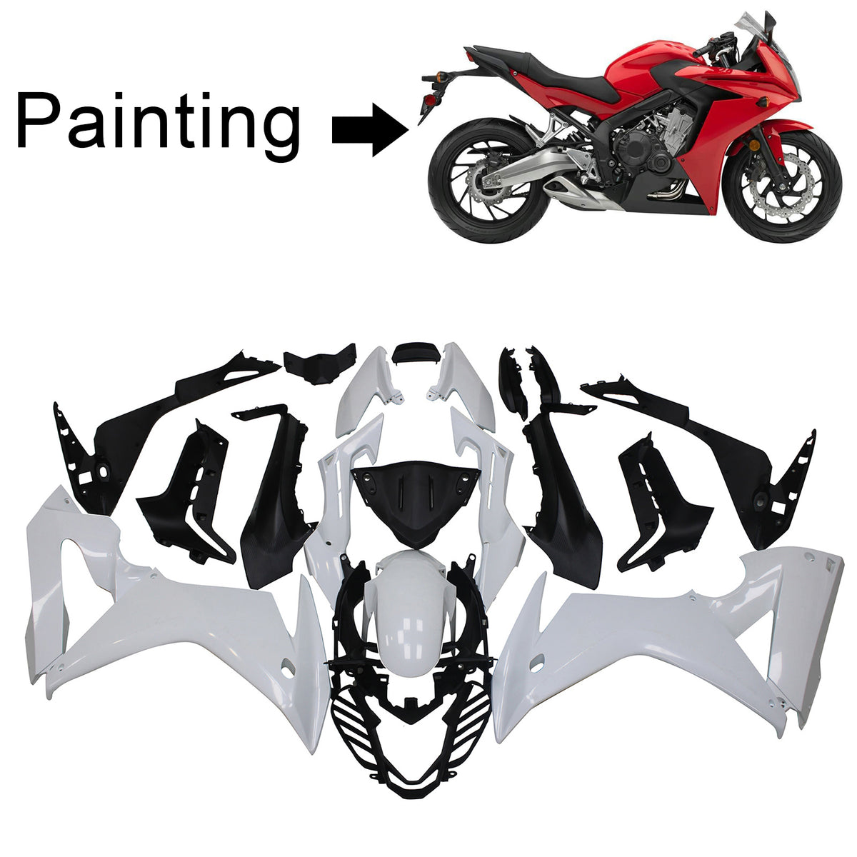 Kit de carenagem Amotopart 2017-2019 Honda CBR650F preto vermelho cinza