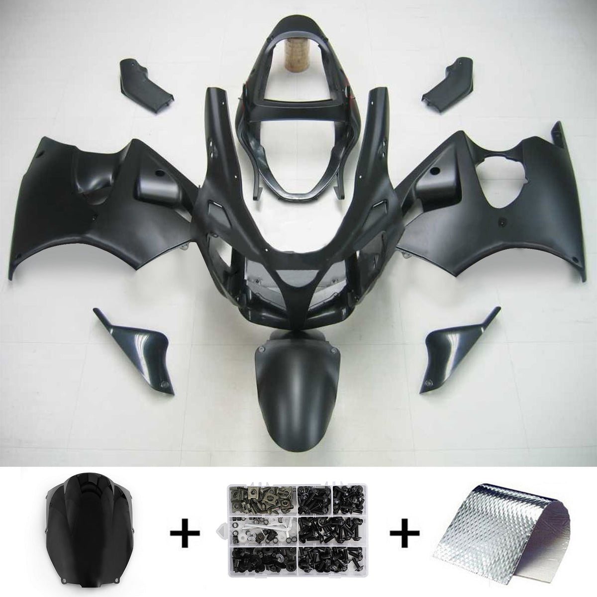 Amotopart 2000-2002 2005-2008 Kawasaki ZX-6R 636 ZZR600 Black Gray White Fairing Kit