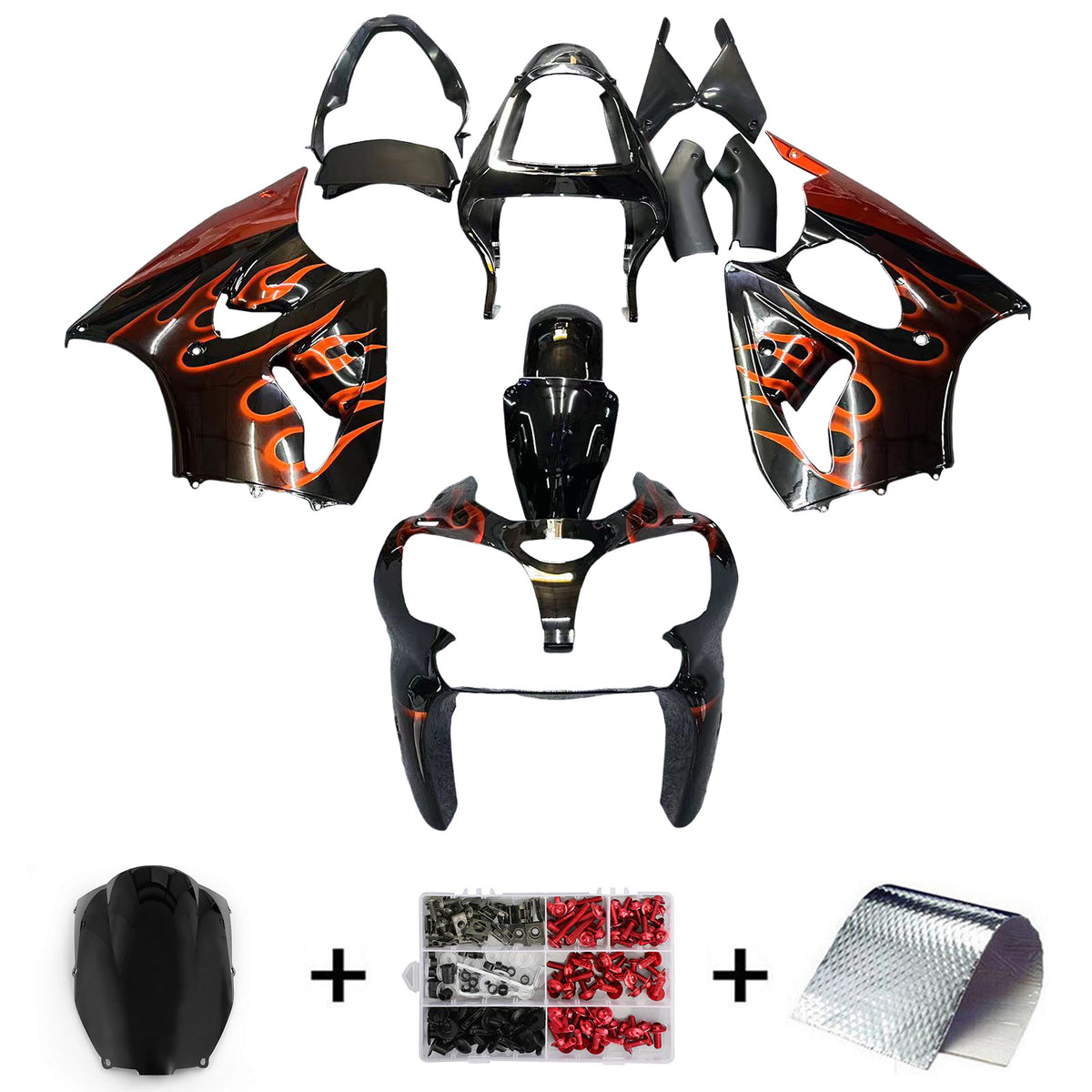 Amotopart 2000-2002 2005-2008 Kawasaki ZX-6R 636 ZZR600 Kit de carenado rojo blanco negro
