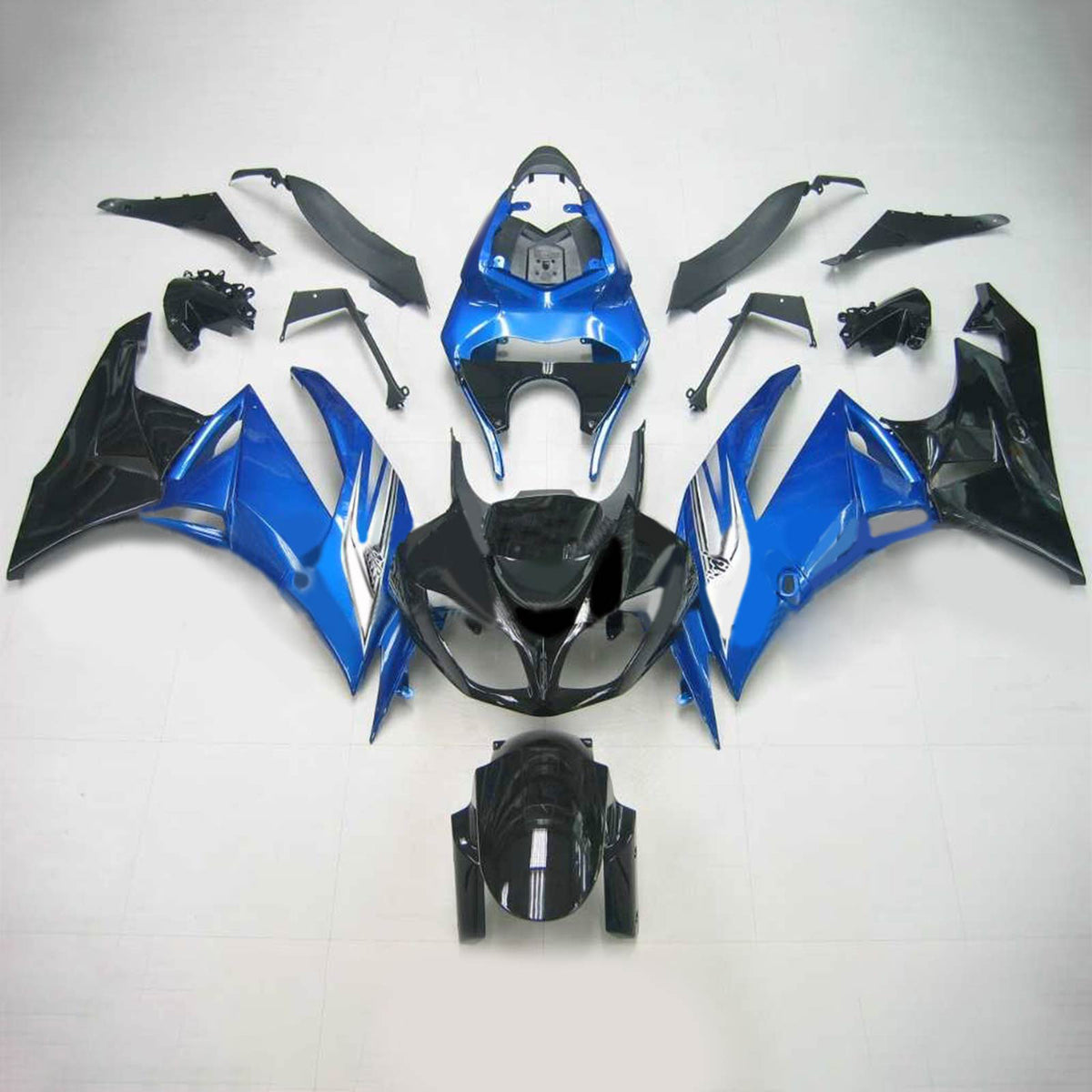 Amotopart 2009-2012 Kawasaki ZX-6R 636 Gray Black Blue Fairing Kit