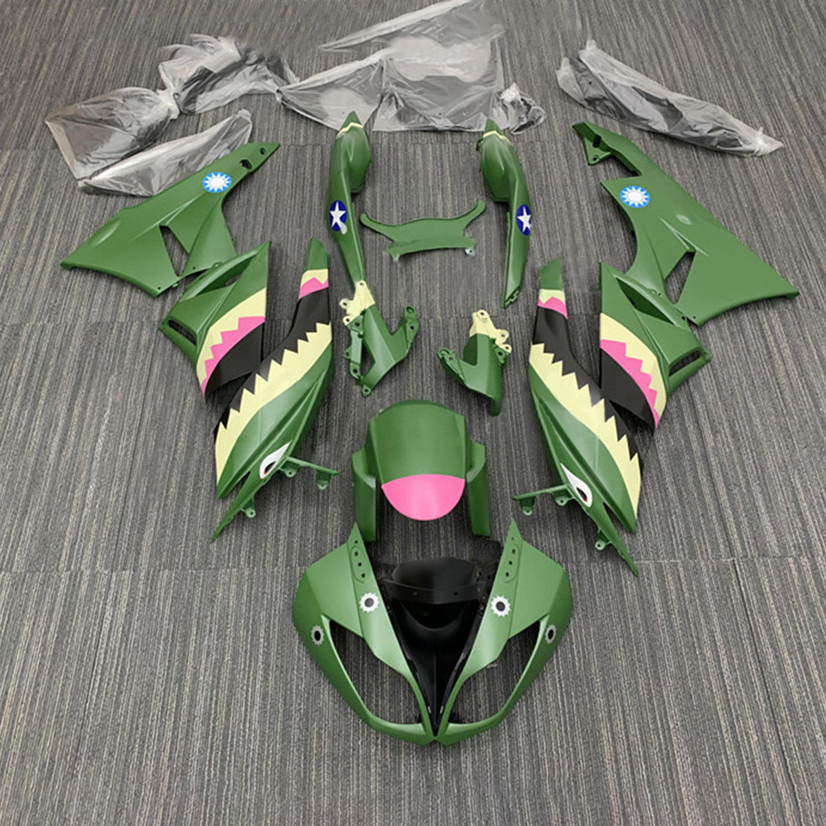 Amotopart 2009-2012 Kawasaki ZX-6R 636 Yellow Green Fairing Kit