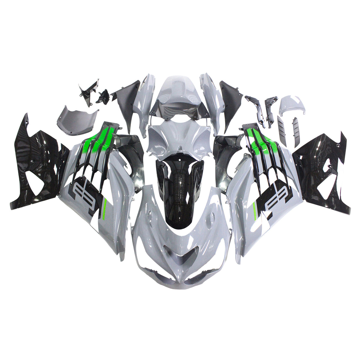 Amotopart 2012-2026 Kawasaki ZX-14R ZZR1400 Gray Black Fairing Kit