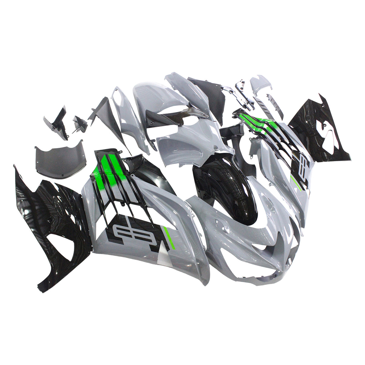 Amotopart 2012-2026 Kawasaki ZX-14R ZZR1400 Grå Sort Hvid Fairing Kit