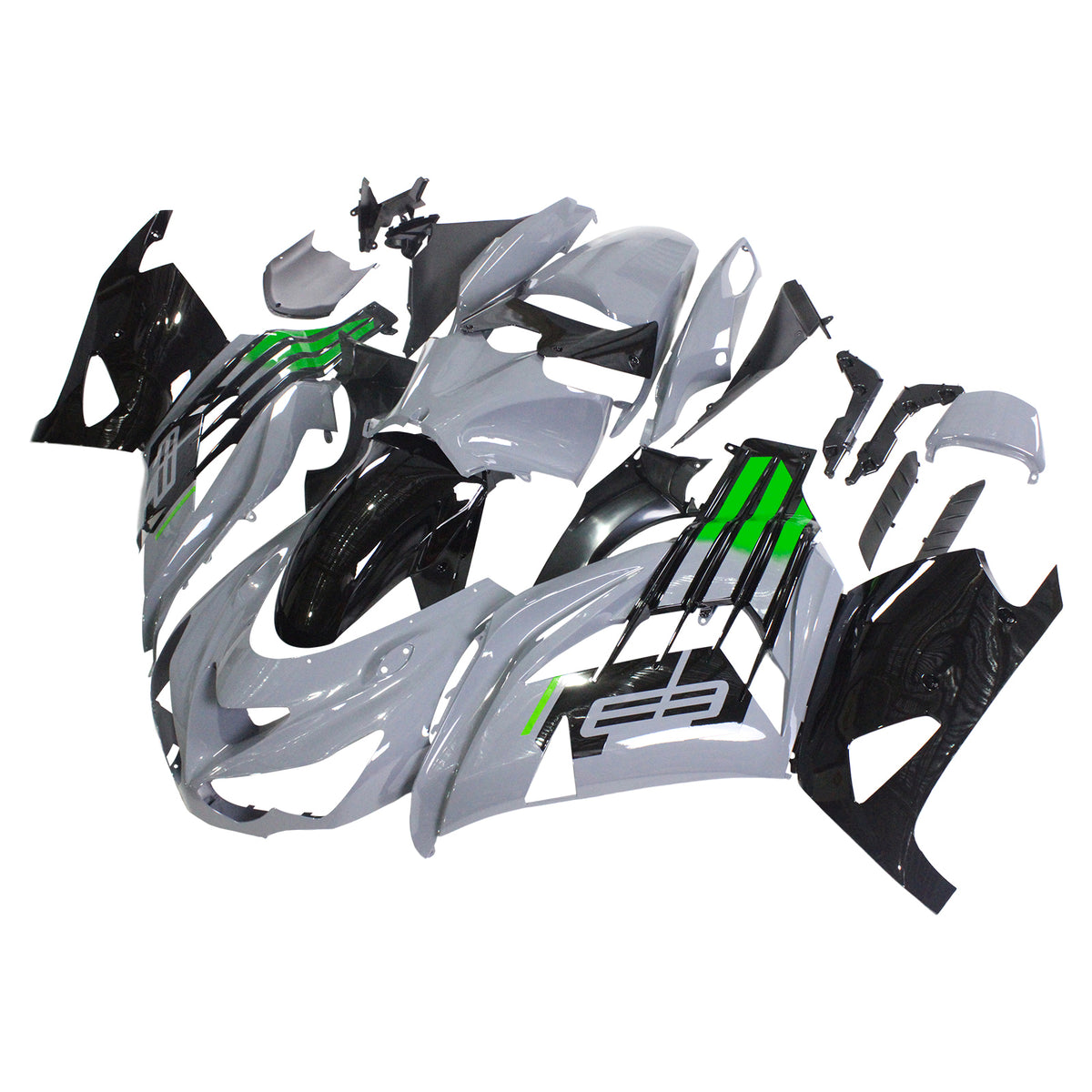 Amotopart 2012-2026 Kawasaki ZX-14R ZZR1400 Grå Sort Hvid Fairing Kit