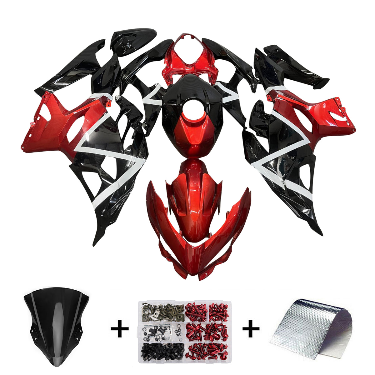Amotopart 2018-2024 Kit carena Kawasaki EX400 Ninja 400 Rosso Nero Bianco