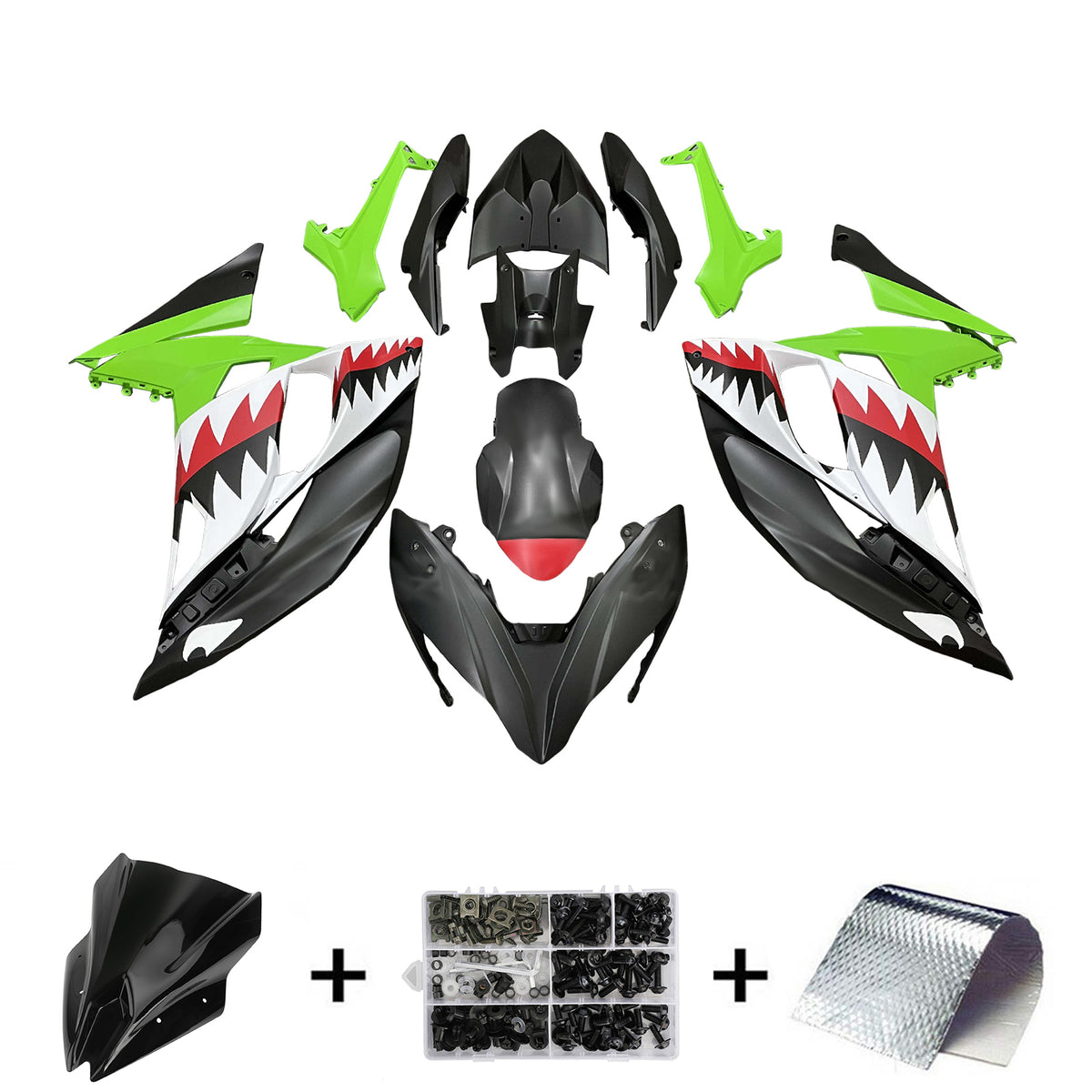 Amotopart 2017-2019 Kawasaki ER-6F Ninja 650R Grijs Zwart Rood Groen Kuipset