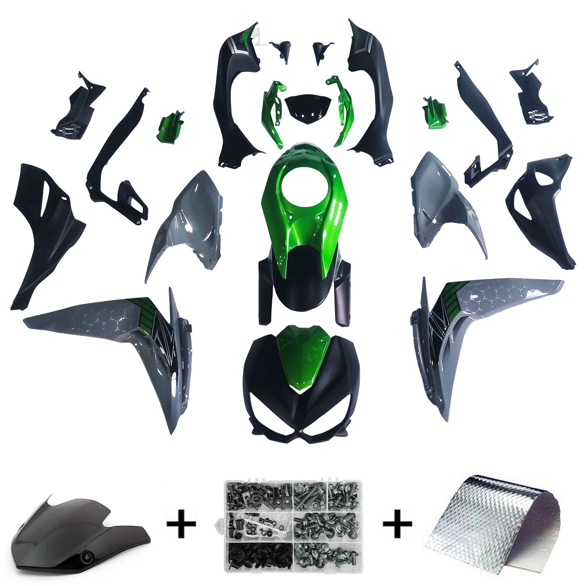 Amotopart 2014-2017 Kawasaki Z1000 Blue Green Black Fairing Kit