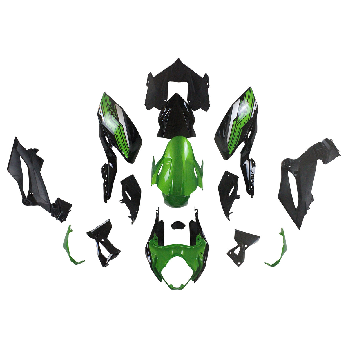 Amotopart 2018-2024 Kawasaki Z400 Kit de carénage noir blanc vert