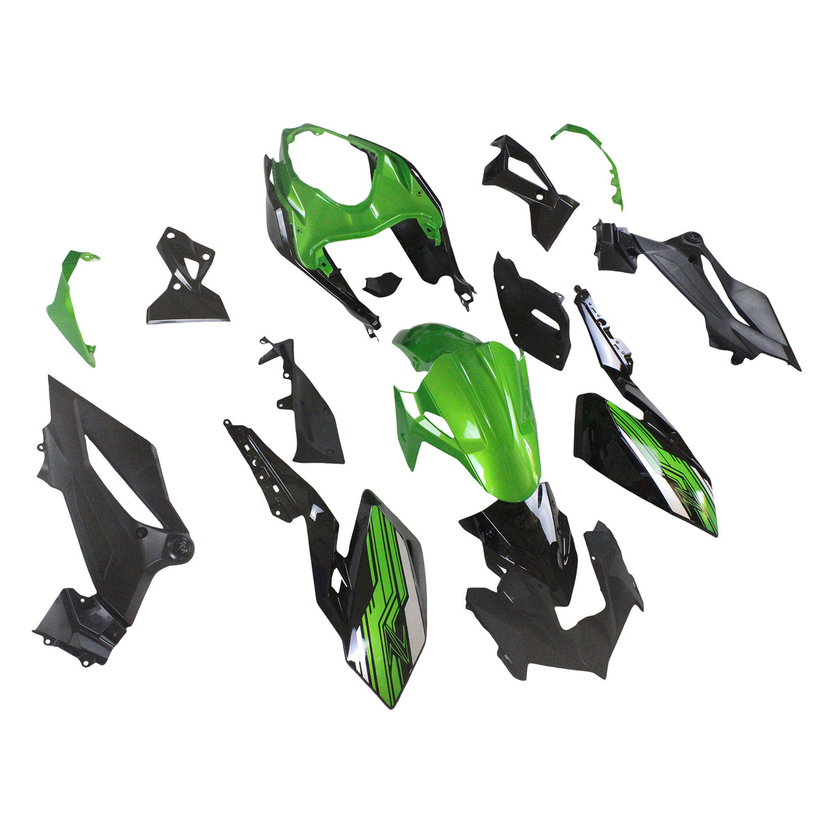 Amotopart 2018-2024 Kawasaki Z400 Kit de carénage noir blanc vert