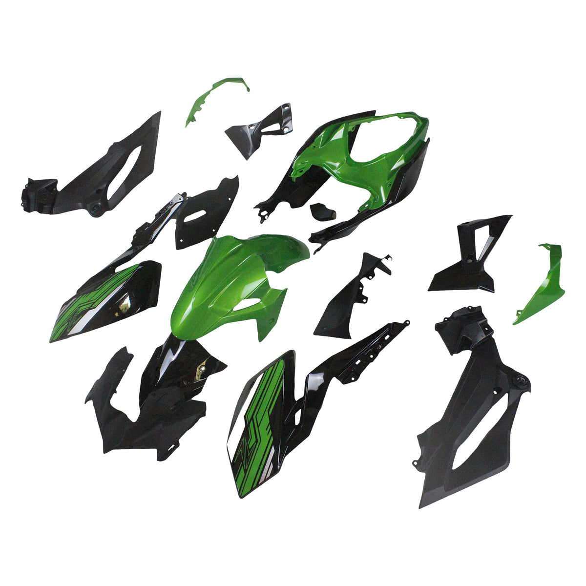 Amotopart 2018-2024 Kawasaki Z400 Kit de carénage noir blanc vert