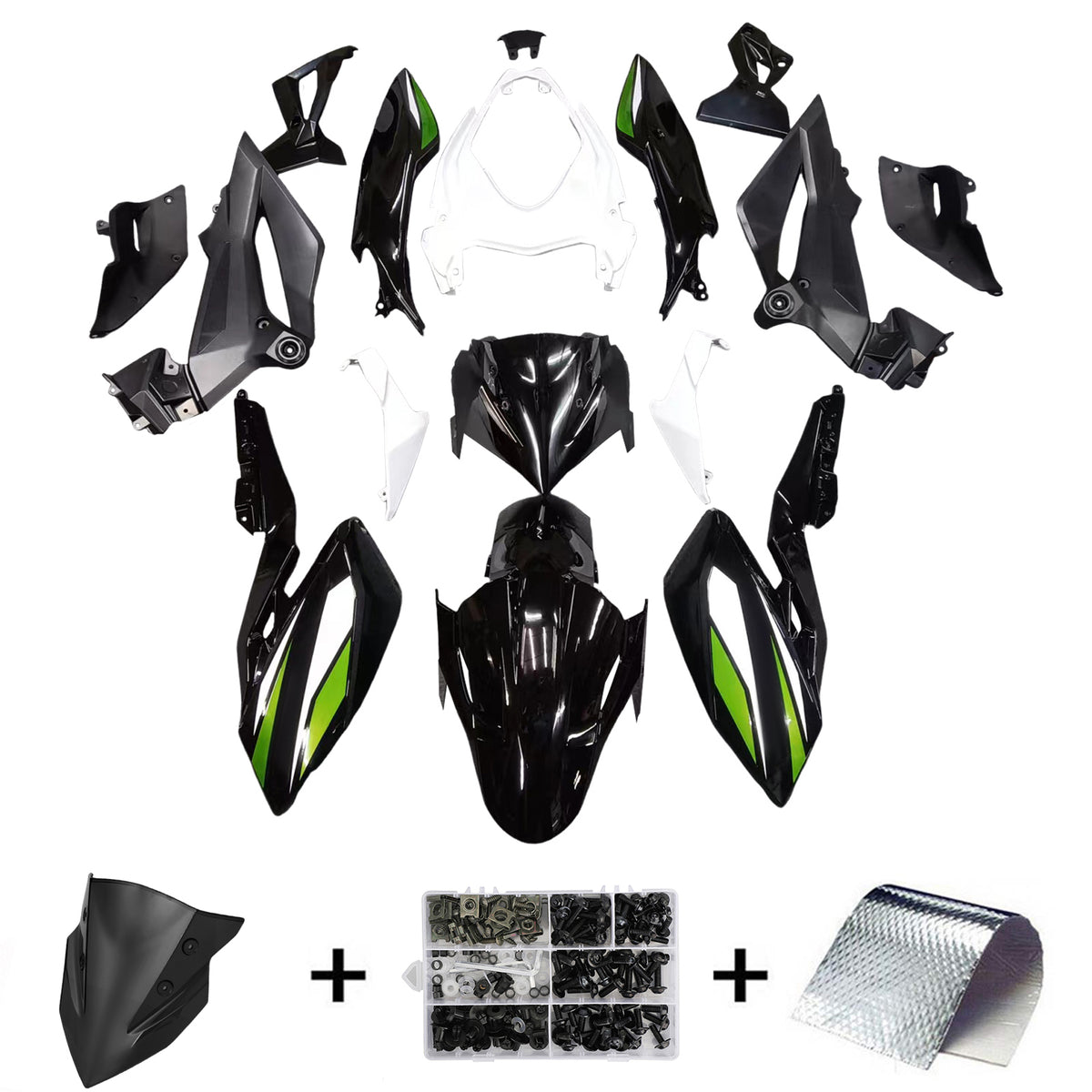Amotopart 2018-2024 Kawasaki Z400 Gray White Black Fairing Kit