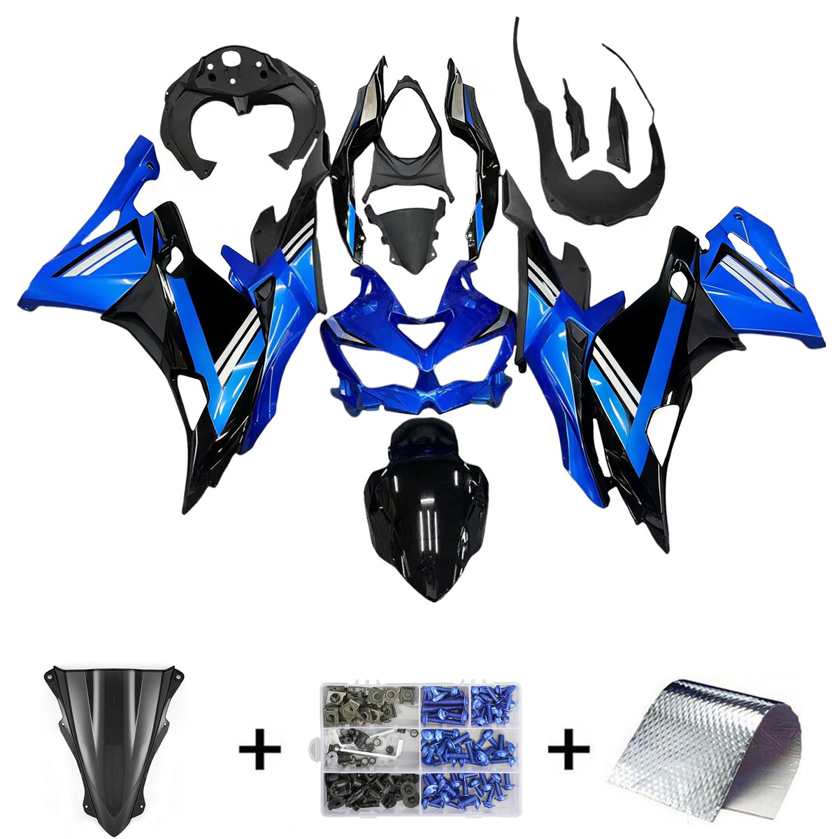 Amotopart 2019-2026 Kawasaki Ninja ZX-25R Gray Black Blue Fairing Kit