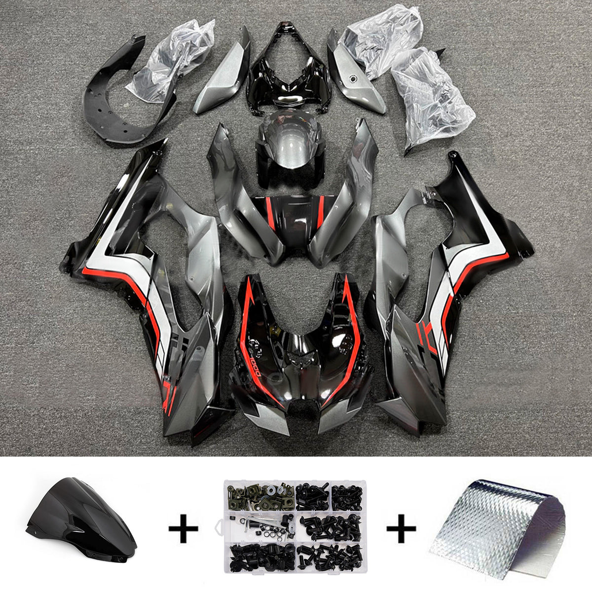 Amotopart 2021-2025 Kawasaki ZX-10R ZX-10RR zwarte kuipset