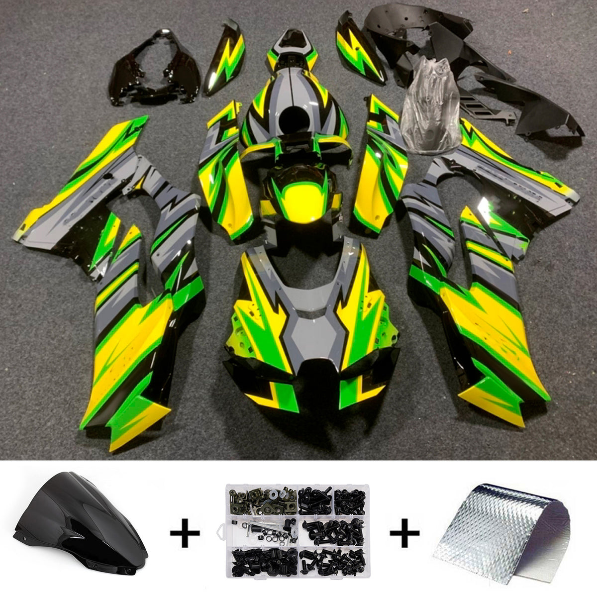 Amotopart 2021-2025 Kit carena Kawasaki ZX-10R ZX-10RR giallo verde nero