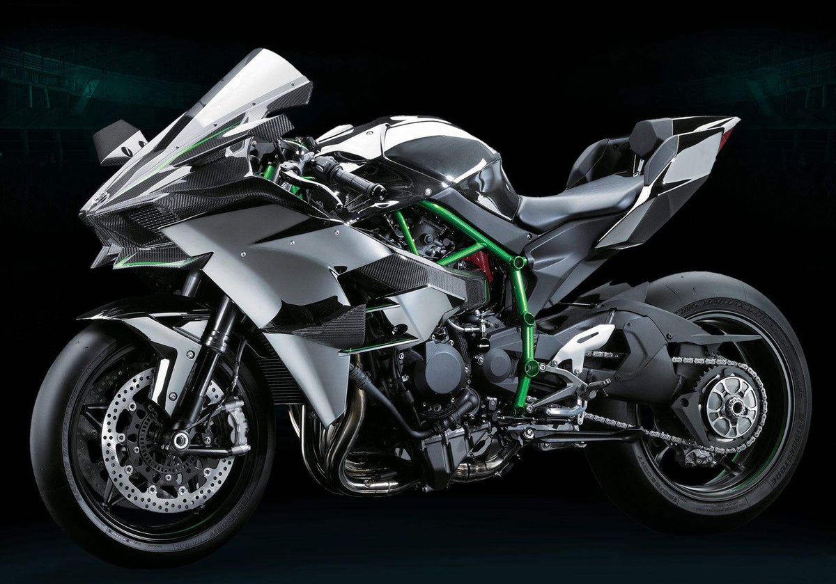 Amotopart 2015-2025 Kawasaki Ninja H2 Black Gray Fairing Kit