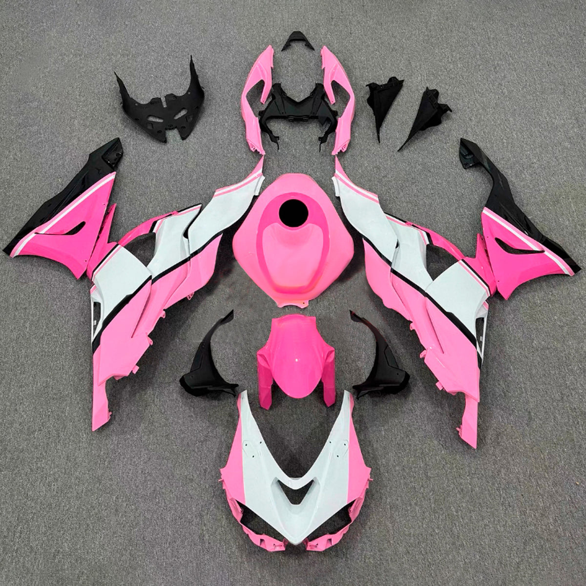 Amotopart 2024–2026 Kawasaki ZX-6R Pink Weiß Schwarz Verkleidungsset