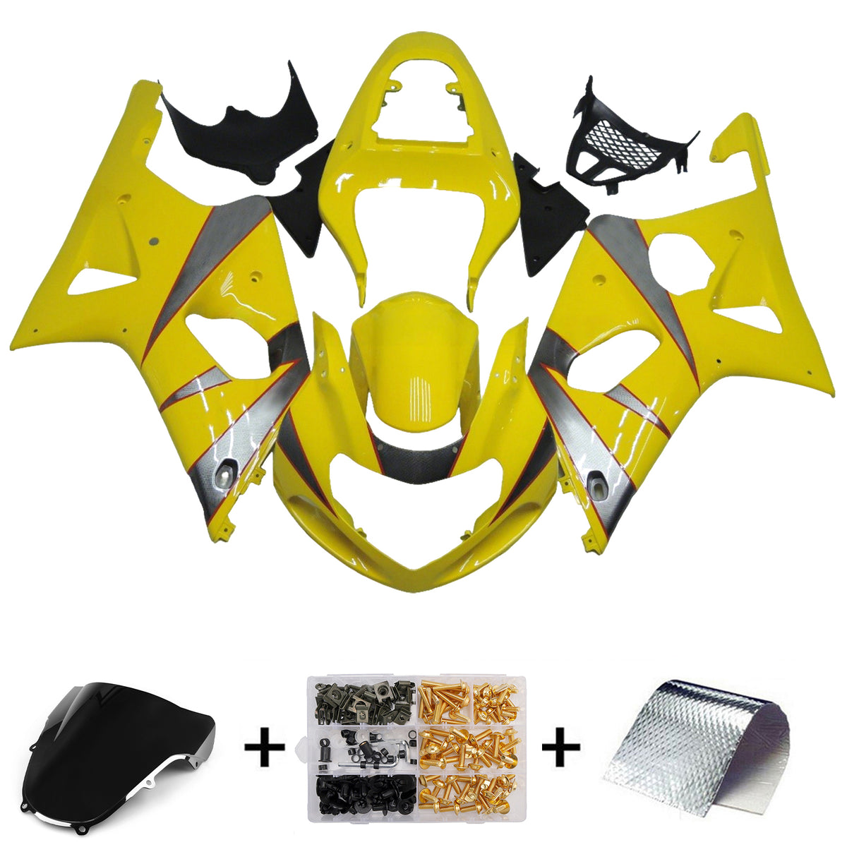 Amotopart 2000-2002 Suzuki GSX-R1000 K1 K2 Yellow White Black Fairing Kit